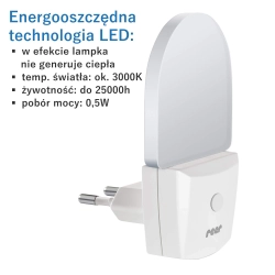 Lampka nocna NightGuide LED przycisk On/ Off