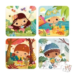 Puzzle progresywne w walizce Pory roku 4 układanki – 6, 9, 12 i 16 elementów 3+