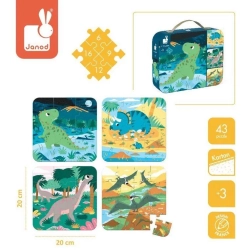 Puzzle progresywne w walizce Dinozaury 4 układanki – 6, 9, 12 i 16 elementów 3+