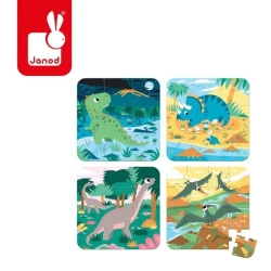 Puzzle progresywne w walizce Dinozaury 4 układanki – 6, 9, 12 i 16 elementów 3+