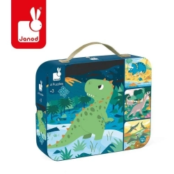 Puzzle progresywne w walizce Dinozaury 4 układanki – 6, 9, 12 i 16 elementów 3+