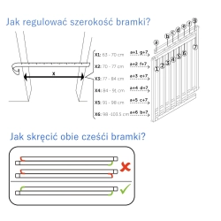 Bramka ochronna zabezpieczająca przykręcana 63-106cm czarna
