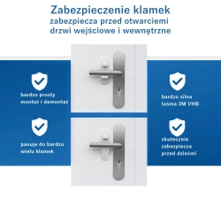 Zabezpieczenie zamknięcie blokada klamki drzwi samoprzylepne taśma